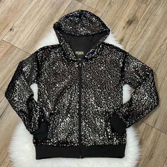 Victoria's Secret PINK Fashion Show Exclusive Leopard Full Zip Hoodie Jacket S - Picture 1 of 10